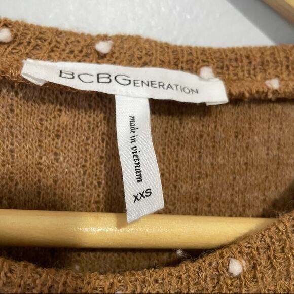 BCBGENERATION brown polka dot puff sleeve top XXS - Picture 8 of 9